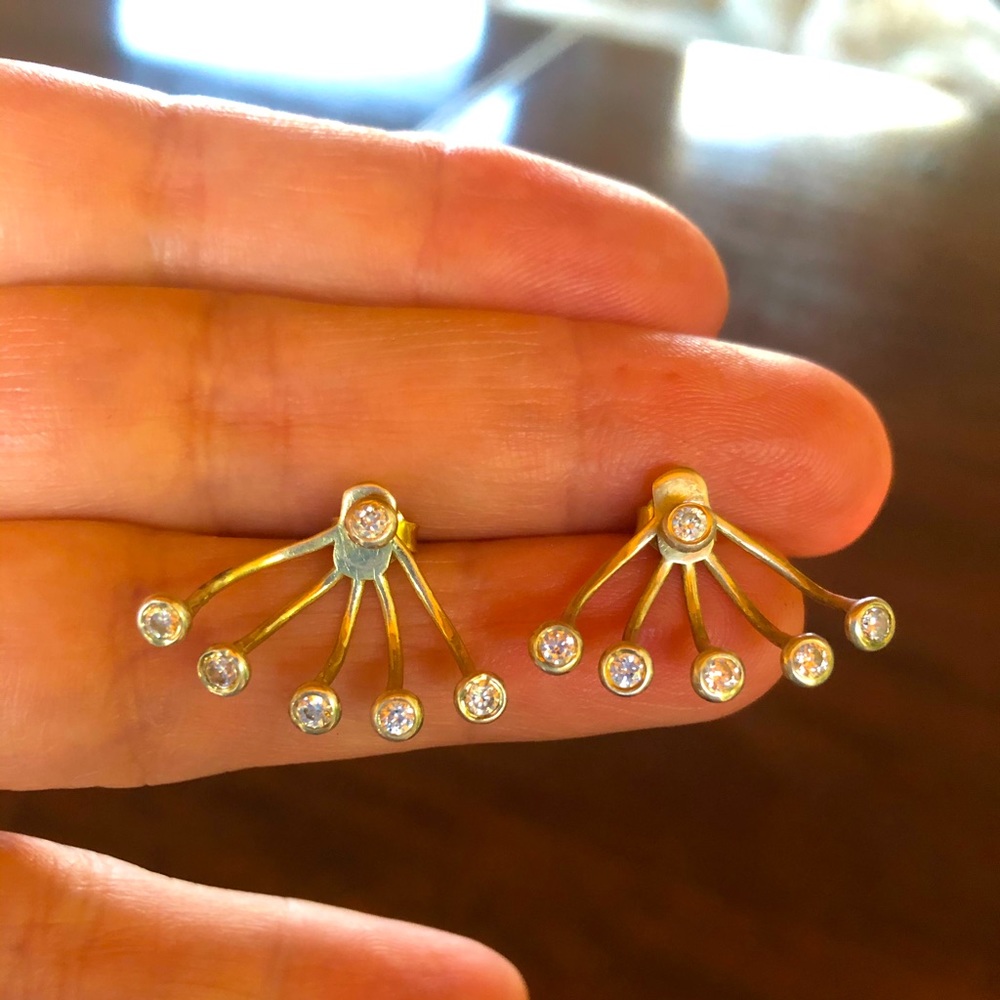 Silver and crystal ear jackets